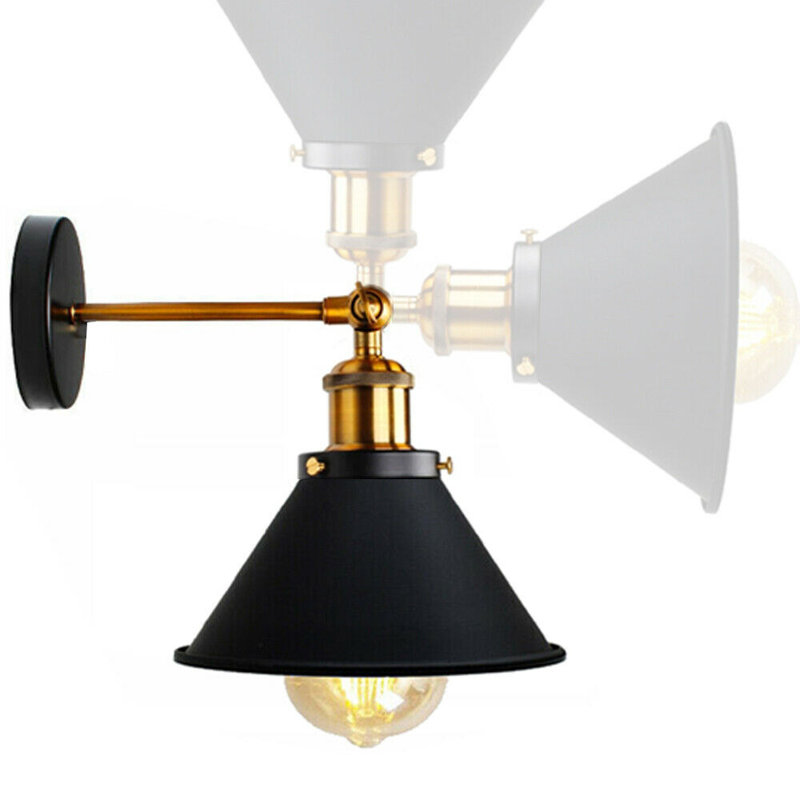 Aybar Armed Sconce, Black, 20cm H x 18cm W x 20cm D, Black inner Gold Gold