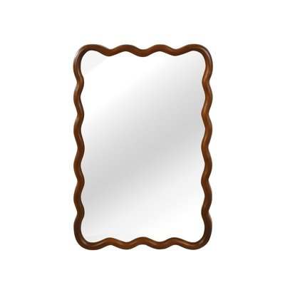 Wavy Rectangle Solid Wood Frame Decorative Mirror