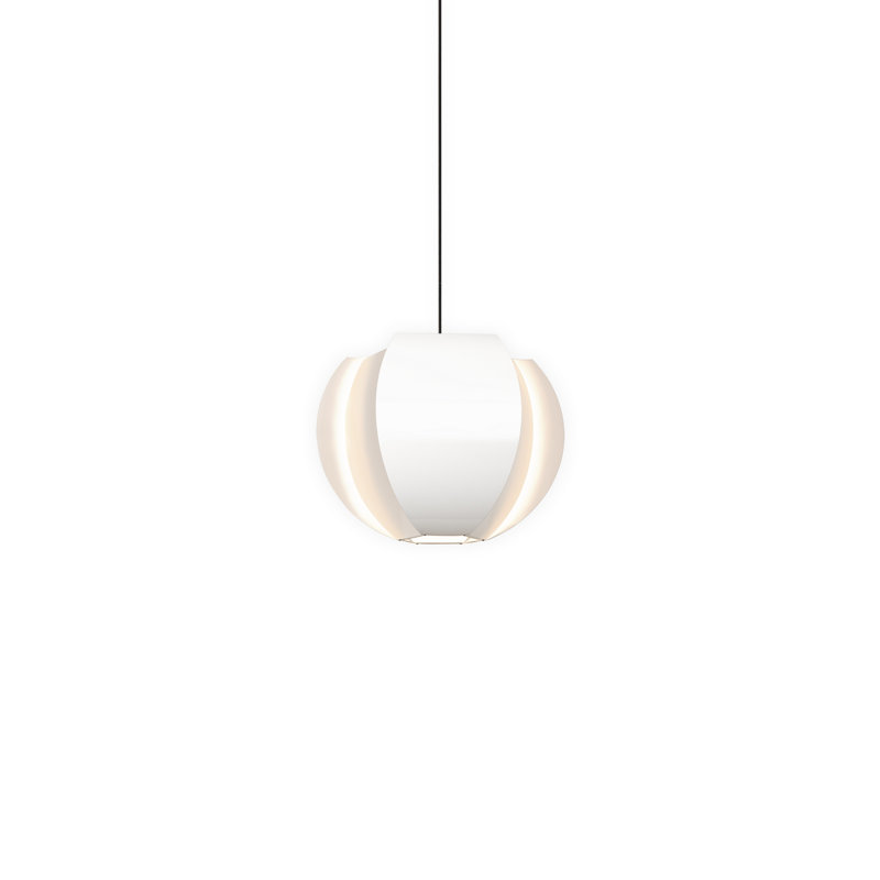 Luminaire suspendu sphérique Veris, H 15 po x l 21,75 po x P 21,75 po, Blanc brillant