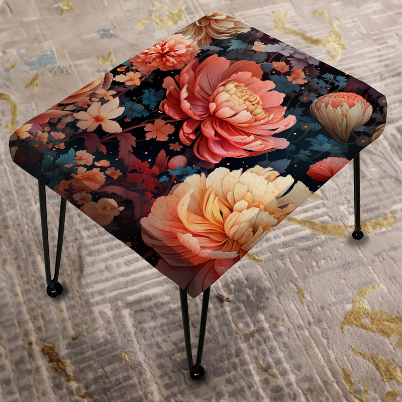 Peach Farmhouse Flowers Serenity - Floral Rectangle Ottoman