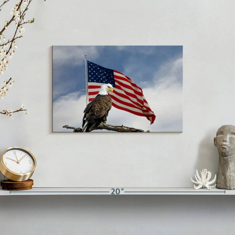 Brampt Perched Eagle American Flag, 8" H x 12" W