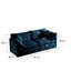 Mobilier de salon moderne - canapé en chenille bleue, 4 coussins, base en bois massif, revêtement doux pour l'espace, rembourrage en éponge, structure, détente luxueuse