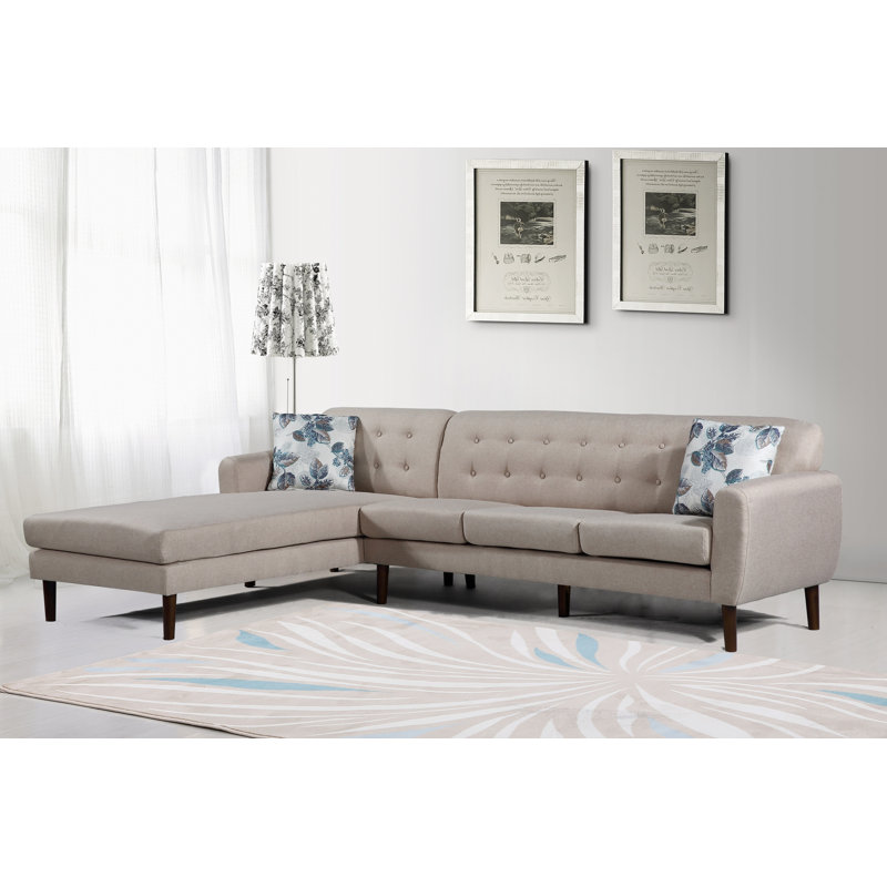 Canapé et chaise longue Jayant, Beige/Brun clair, Orienté à gauche (vu de face)