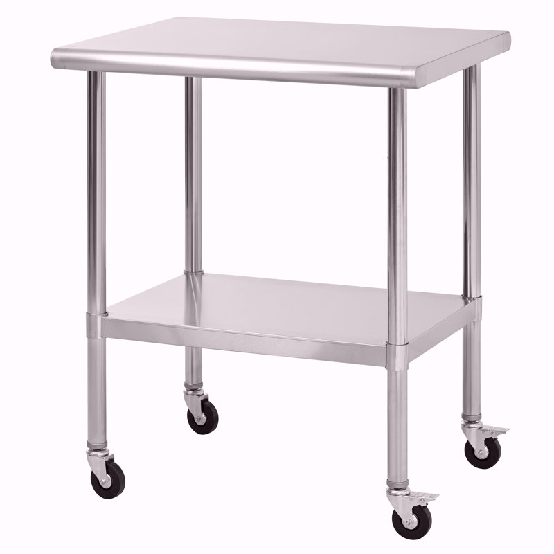 Table en acier inoxydable avec roulettes