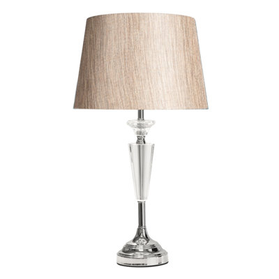 Wauregan 55cm Crystal Glass Chrome Table Lamp