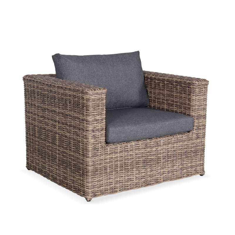 Joaquim Rattan Wicker 5 - Person Seating Group with Cushions, Brown, Anthracite