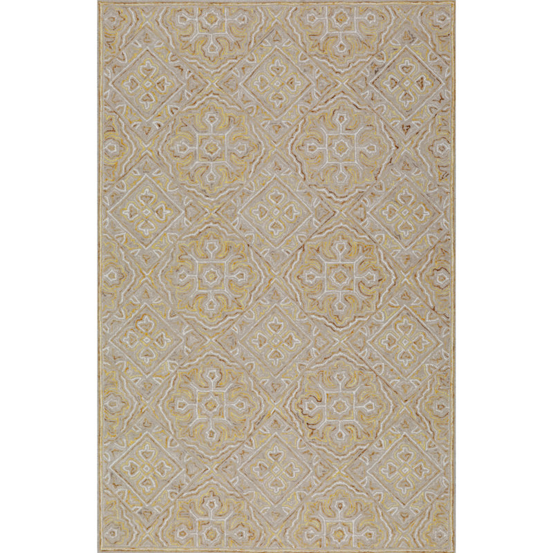 Rhodes Hand-Tufted Cut/Loop Pile Textured Medallions Wool Rug, 5'6" x 8'6"