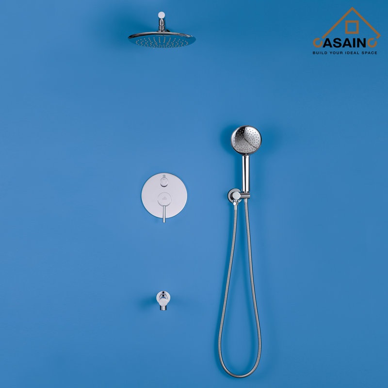 Chrome Multi-Head Rain Shower System with Handheld