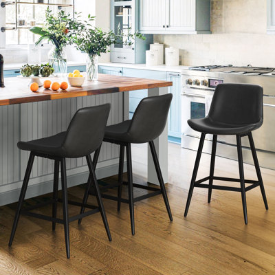 Cannell Upholstered Faux Leather Counter Stool