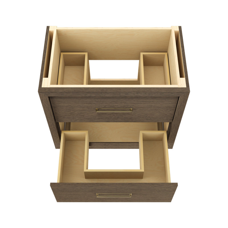 Avalon Two-Drawer Single Bath Vanity, Smoked Modern, Satin Gold, 36"