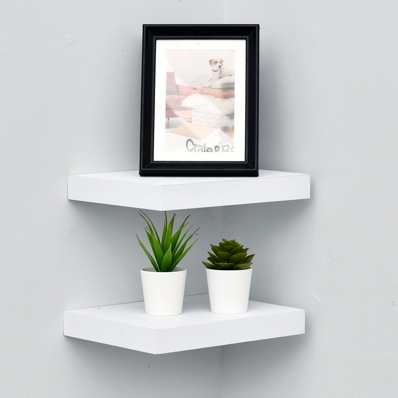 Abdas 2 Piece Floating Shelf, 1.25" H x 10" W x 7.9" D, White