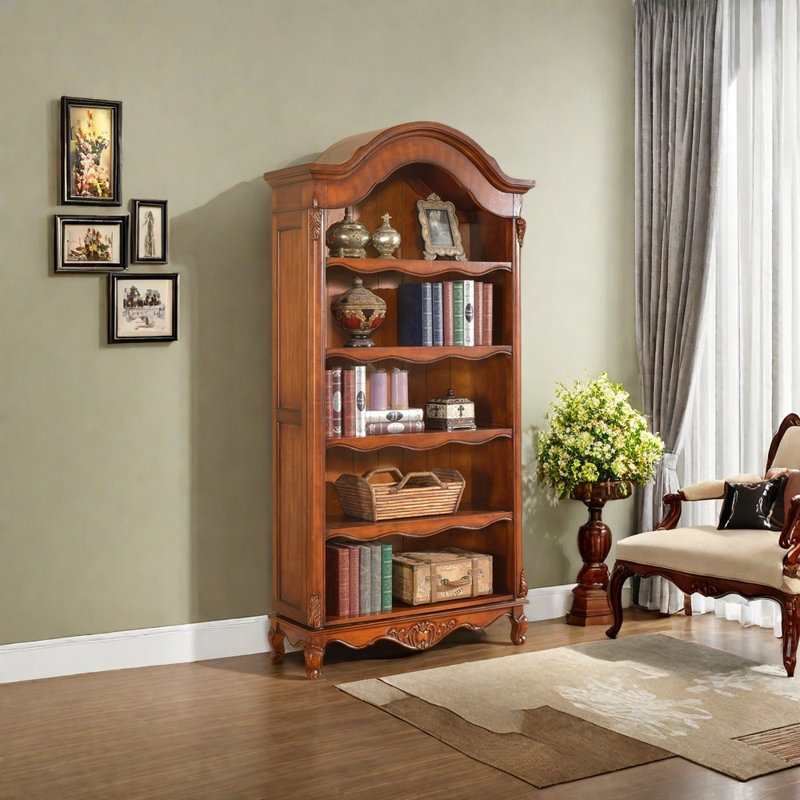 Bibliothèque luxueuse de style européen, (5 tablettes) H 87,40 po x l 43,31 po x P 15,75 po