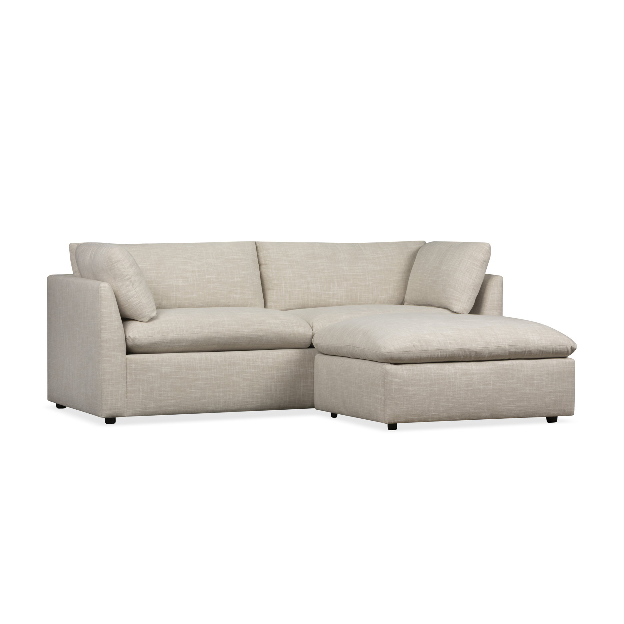 Kallie Upholstered Sofa With Ottoman, Lena Sand Performance Linen Blend