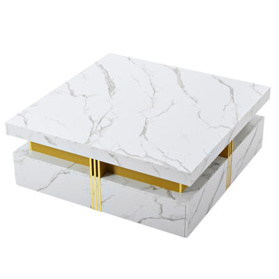 Modern Square Storage Coffee Table With 4 Drawers