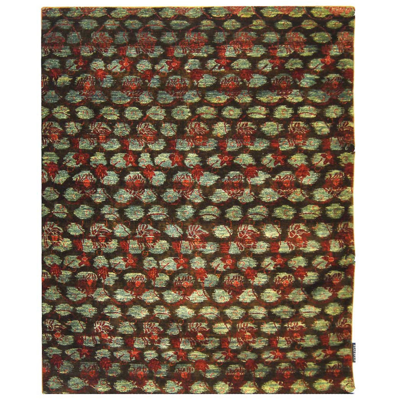 Asian Fusion Hand-Knotted Black/Red Area Rug