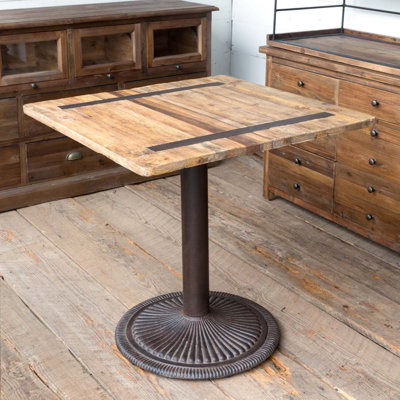 Park Hill Pantry & Cafe Elm Square Solid Wood Top with Iron Base Dining Table
