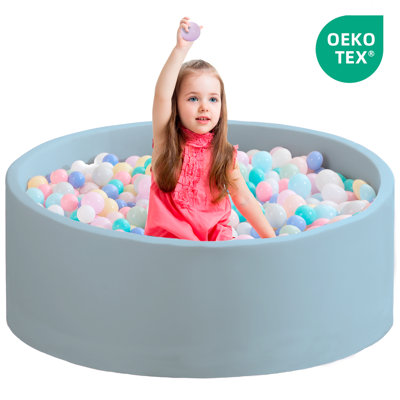 Fosse à balles en mousse pour enfants pour les tout-petits avec une grande fosse à balles pour bébé avec des jouets d'extérieur à éponge à mémoire douce, bleu clair (pas de balles incluses)
