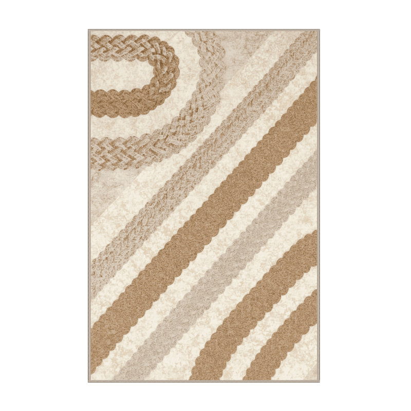 Tapis rayé beige lavable à la machine Osiyo Cottage Americana, 5 x 8