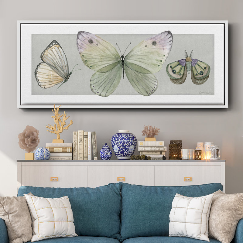 Pretty Insects II- Framed Canvas, 8" H x 20" W