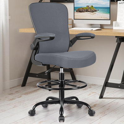 Mesh Drafting Chair with Adjustable Footrest and Lumbar Support