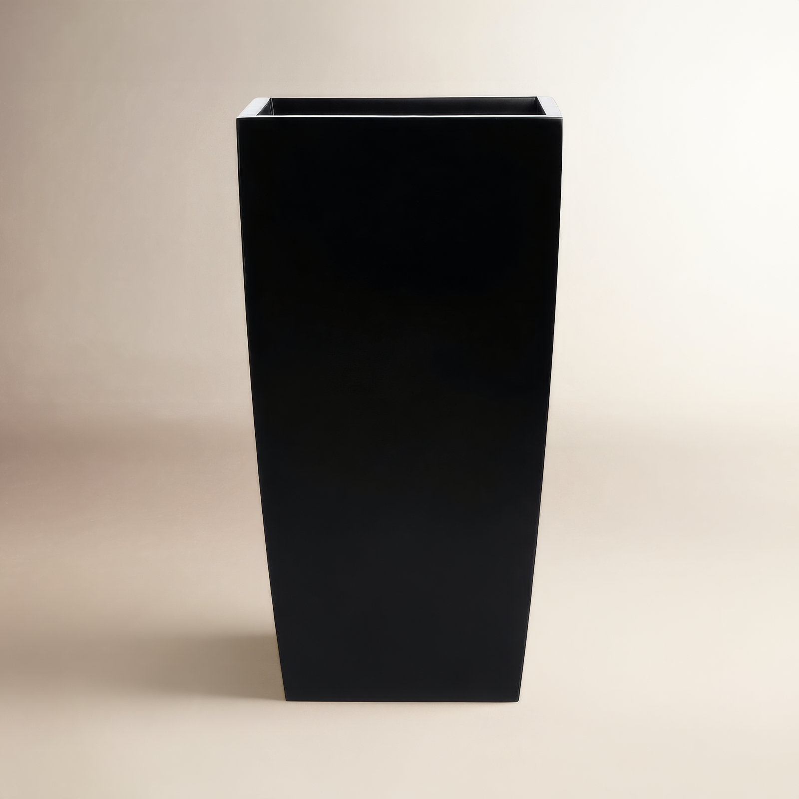 Hornell Tall Tapered Square Curved Planter, Black, 22.5" H x 12" W x 12" D