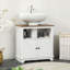 Armoire de salle de bain sous le lavabo avec portes doubles et tablettes de rangement Kleankin, blanc