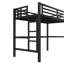 Lit mezzanine simple en métal avec prise de courant et éclairage à DEL, peu encombrant, noir