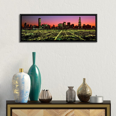 «Illinois, Chicago, High Angle View of the City at Night», reproduction de photo sur toile