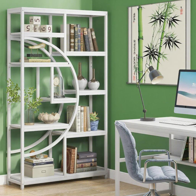 Bibliothèque en métal 1 pièce blanc, 68.89" H x 37.4" W x 11.81" D, White
