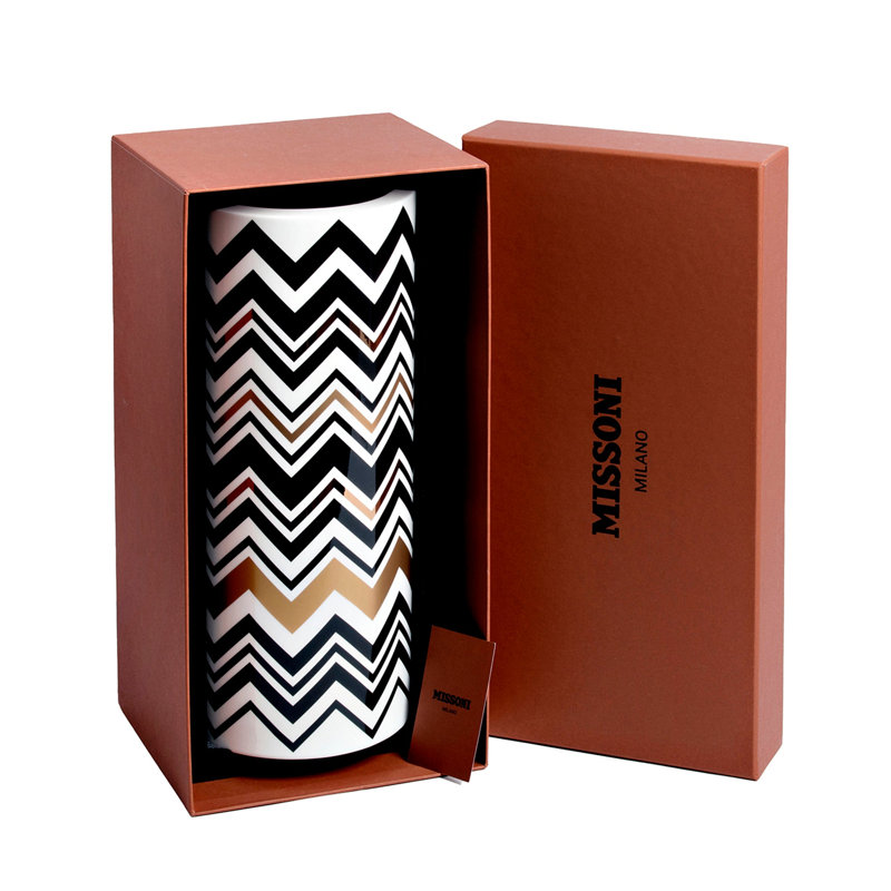 Missoni High Vase ZIG ZAG, Black/White/Gold