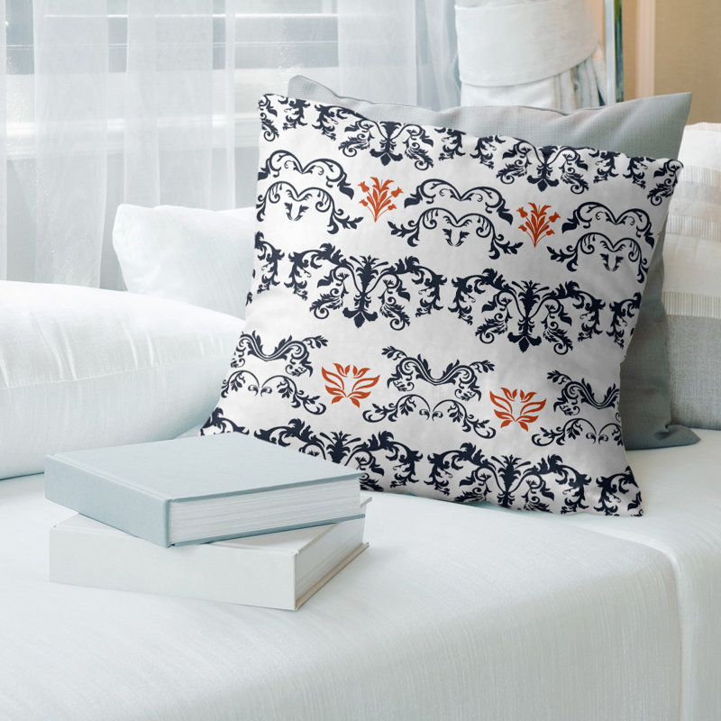 Housse de coussin Chicago Football Baroque, Simili daim, 16 po x 1 po, Blanc / ancre / orange