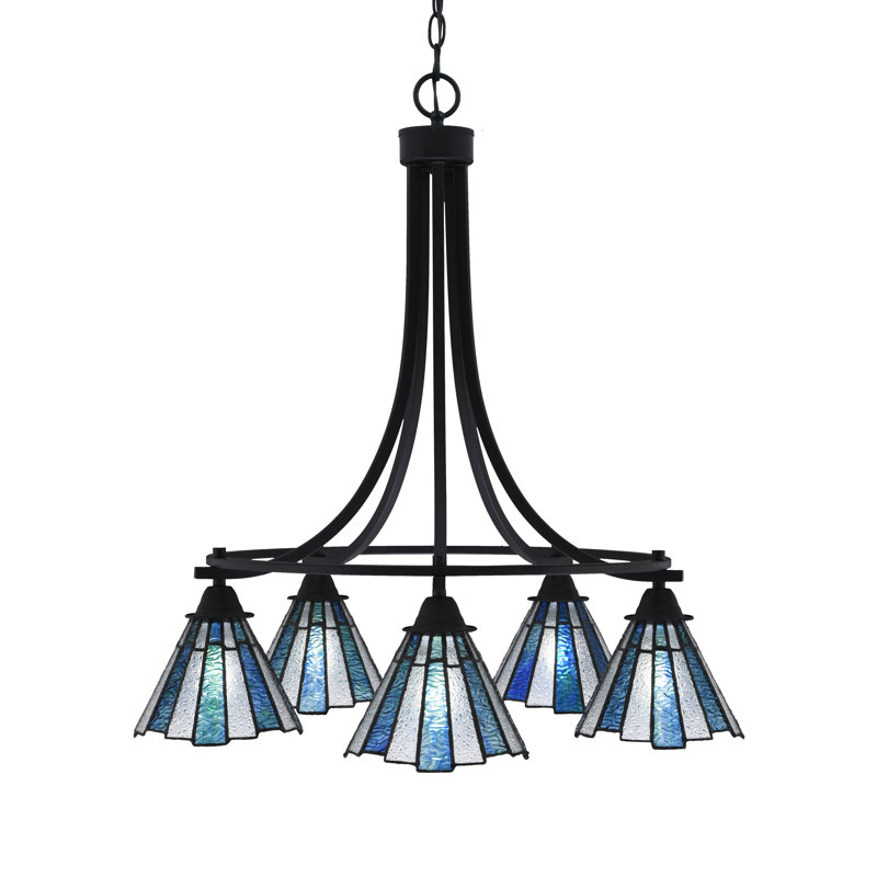 Lustre 5 lumières Paramount, Bleu / blanc