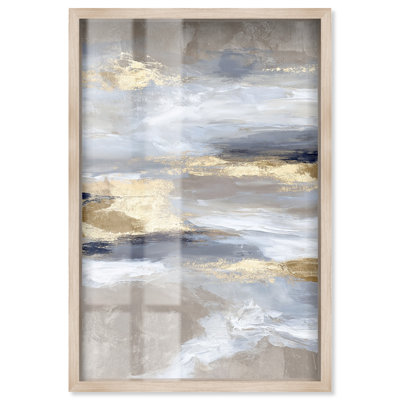 Estampe encadrée « Gilded Ash II », œuvre abstraite dorée d'Art Remedy, cadre blond, 16 x 24 pouces