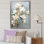 «Magnolias Beauty Blossums» beige et doré - reproduction sur toile