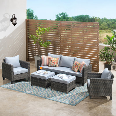 Amerissa Rattan Sectional Seating Group with Cushions