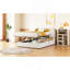 Lit plateforme tapissier double avec système de rangement hydraulique Teddy