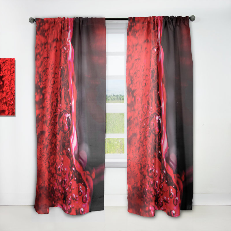 Vin rouge sur fond noir - Rideau moderne - Velours obscurcissant - 1 panneau, L 52 po x L 90 po