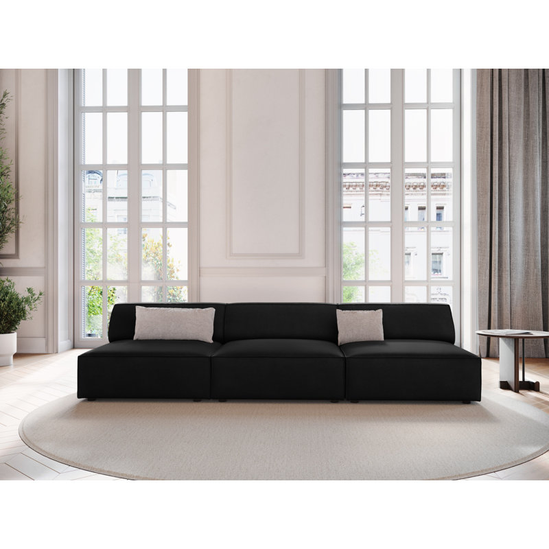 Irton 3 Seater Sofa, Black, Velvet