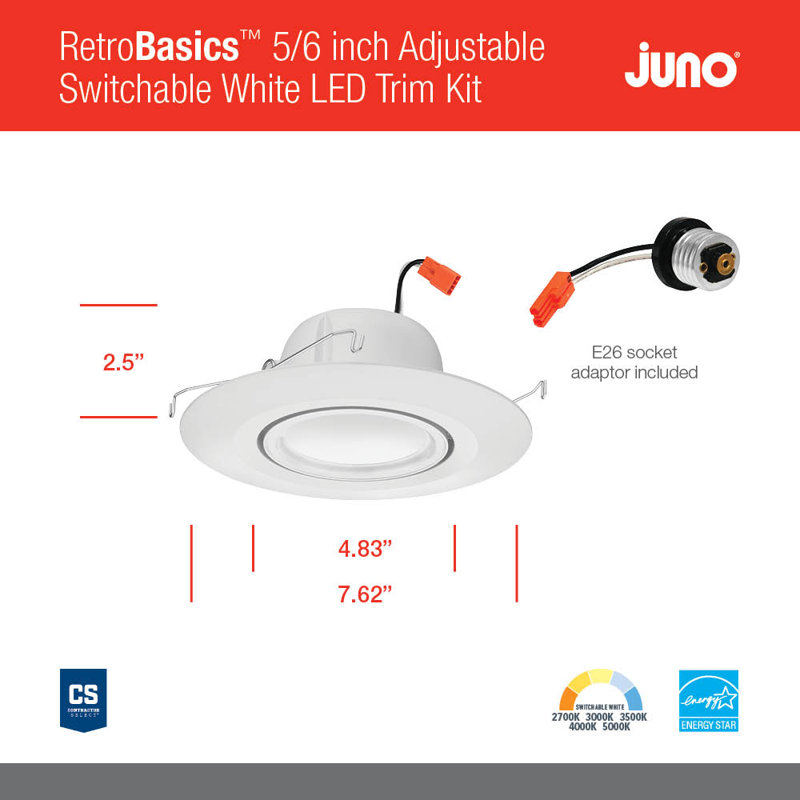 Adjustable White Aluminum LED Recessed Lighting Kit
