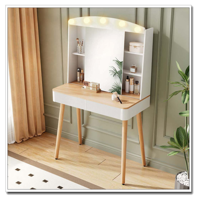Petit bureau de coiffeuse avec miroir et lumières