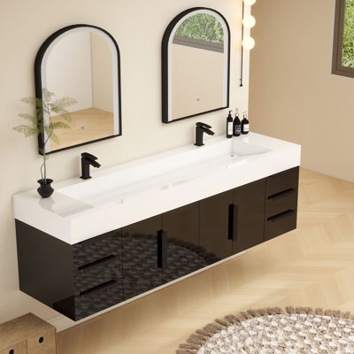 Jessica 72'' Wall-Mounted Single Bathroom Vanity