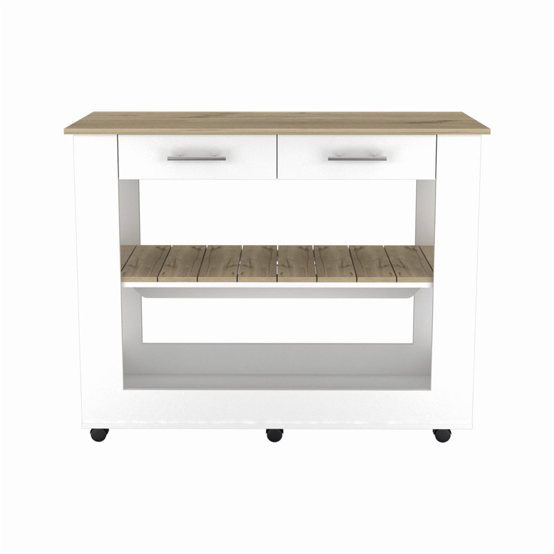 Îlot de cuisine polyvalent avec rangement spacieux et mobilité, Blanc