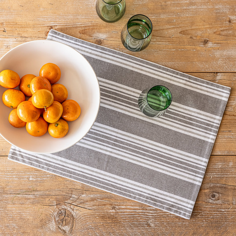 Gray Striped Cotton Woven Placemats Set of 4