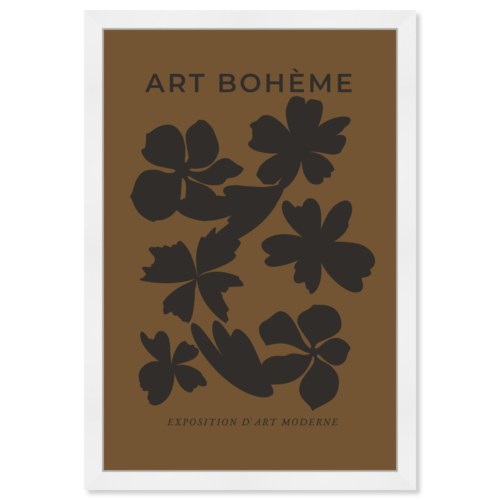 Minimal Black And Brown Floral Pattern by Oliver Gal, 17" H x 12" W, White