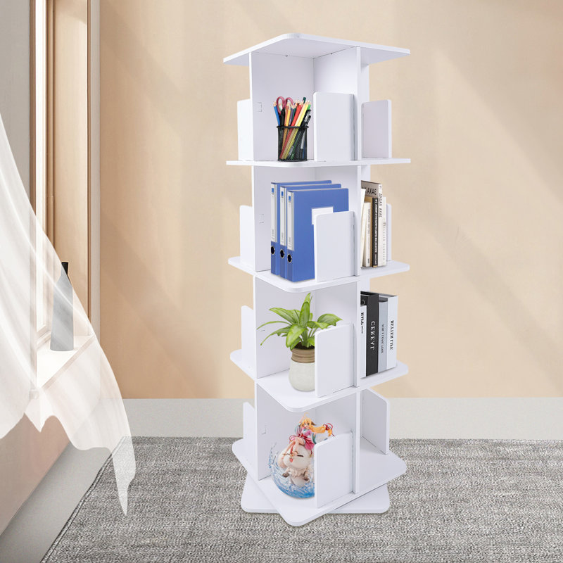 Bibliothèque rotative Pridemore H 50,5 "à 4 niveaux sur 360 °, Blanc
