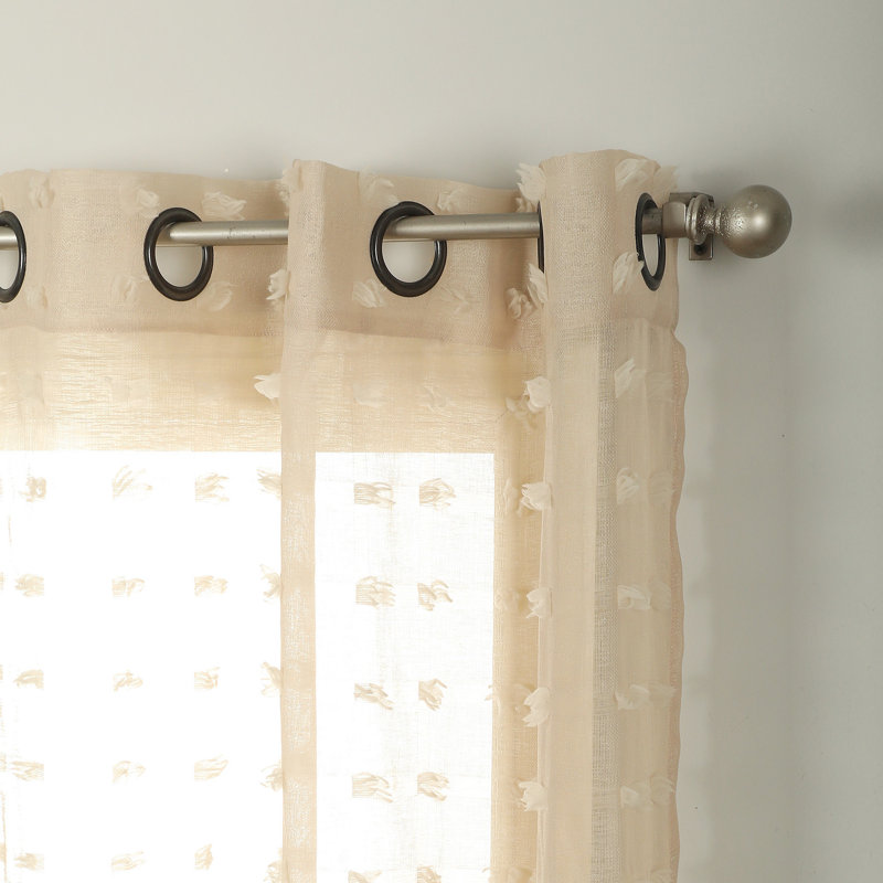 Tan Sheer Polyester Grommet Window Panels, 37" x 63"