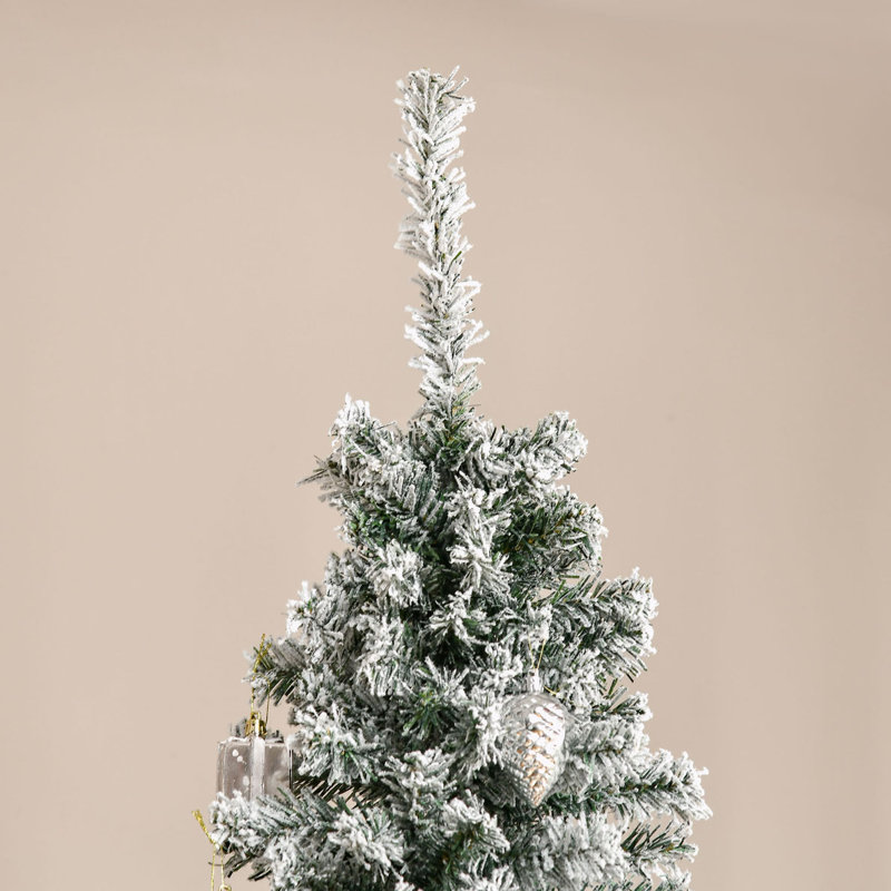Arbre de Noël artificiel mince enneigé 7,5 pi de hauteur