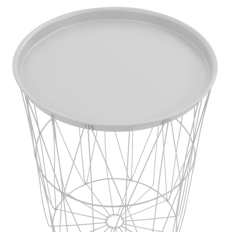 Brazil Tray Top Drum End Table, White