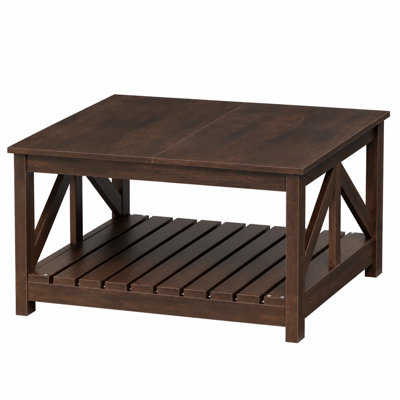 31.5'' Farmhouse Square Coffee Table With Open Storage