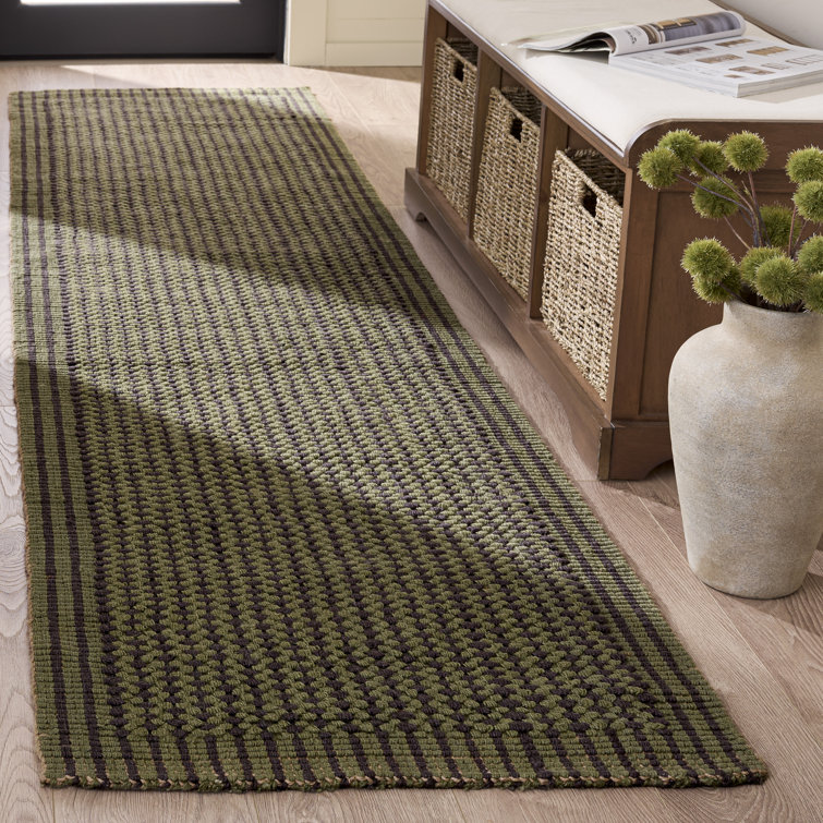 Auckland Chevron Handmade Flatweave Charcoal/Green Area Rug